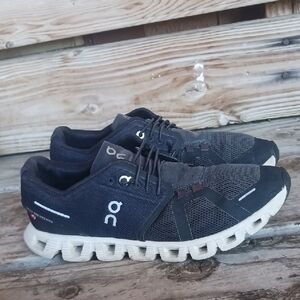 On Running Black and Cream Athletic Shoes